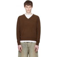 Entire Studios Brown Knit V Neck Sweater 252940M206001