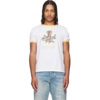 COUT DE LA LIBERTE White Weston Mile High Embroidered Crew Ringer T-shirt 261006M213004
