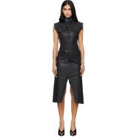 Ottolinger Black Glazed Denim Belted Midi Dress 261016F054001