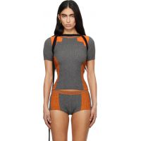 Ottolinger Orange & Gray Textured Knit Team T-shirt 261016F110004