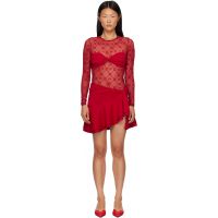 Marine Serre Red Monogram Mesh Flock Ruffles Minidress 261020F052016