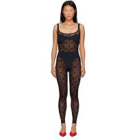 Marine Serre Black Monogram Mesh Flock Jumpsuit 261020F070012