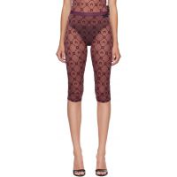 Marine Serre Burgundy Moonogram Mesh Flock Capri Leggings 261020F085011