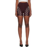Marine Serre Burgundy Athleisure Moon Insert Mini Shorts 261020F088011