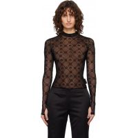 Marine Serre Black Moonogram Mesh Flock Second Skin Top 261020F099004