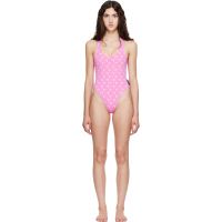 Marine Serre Pink Moon Printed Jersey One-Piece Swimsuit 261020F103000