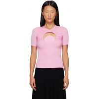 Marine Serre Pink Moon Gathered Short Sleeve Top 261020F110035