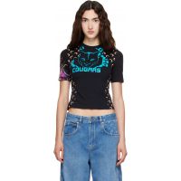 Marine Serre Black Regenerated Graphic Jersey Baby Fit T-shirt 261020F110054