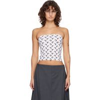 Marine Serre White Recycled Moon Jersey Second Skin Tube Top 261020F111003