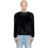 Marine Serre Black Wild Fluffy Knit Crewneck Sweater 261020M201002