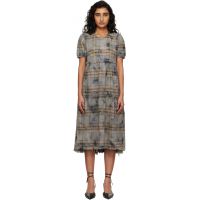 R13 Blue Shredded Relaxed Midi Dress 261021F054001