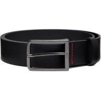 Hugo Black Leather Logo-Buckle Belt 261084M131004