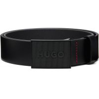 Hugo Black Buffalo Leather Belt 261084M131006