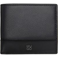 Hugo Black Stacked-Logo Trim Wallet 261084M164004