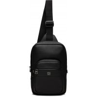 Hugo Black Stacked-Logo Mono Strap Bag 261084M170013