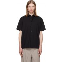 Hugo Black Stretch Cotton Logo Patch Shirt 261084M192044