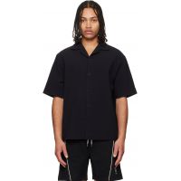 Hugo Black Oversized-Fit Stretch Cotton Seersucker Shirt 261084M192053