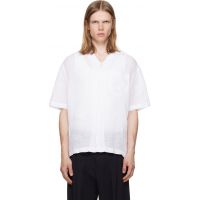 Hugo White Linen Camp Collar Shirt 261084M192055