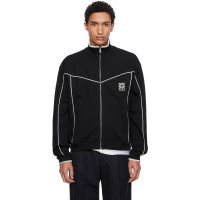 Hugo Black Cotton-Blend Embroidered Logo Artwork Track Jacket 261084M202024