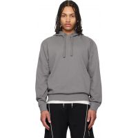 Hugo Gray Cotton Terry Contrast Logo Hoodie 261084M202026
