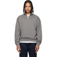 Hugo Gray Cotton Terry Logo-Print Sweatshirt 261084M202027