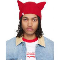 Charles Jeffrey LOVERBOY Red Ears Rib Beanie 261101M138047