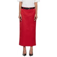 The Frankie Shop Red Alrose Satin Midi Skirt 261115F092003