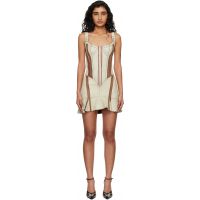 KNWLS Taupe & Brown Scallop Leather Minidress 261148F052000