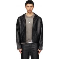 Deadwood Black Hector Leather Hoodie 261158M181001