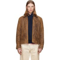 Polo Ralph Lauren Brown Leather Bomber Jacket 261213M175001