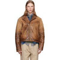 Polo Ralph Lauren Brown Leather Moto Jacket 261213M181006