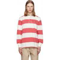 Polo Ralph Lauren White & Pink Classic Fit Khaki-Collar Rugby Shirt 261213M212001