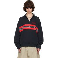WILLY Chavarria Black Casa de Gilroy Mock Neck Sweatshirt 261232M202046