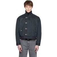 COOR Navy Washed Deck Hook Lip Bomber Jacket 261254M180006