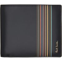 Paul Smith Black Leather Signature Stripe Block Billfold Wallet 261260M164012