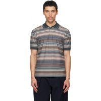 Paul Smith Taupe & Gray Textured Stripe Polo 261260M212000