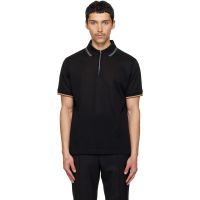 Paul Smith Navy Cotton Signature Stripe Trim Zip Polo 261260M212008