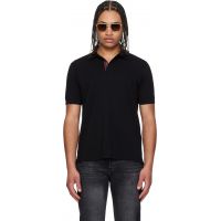 Paul Smith Black Cotton Artist Stripe Placket Polo Shirt 261260M212011