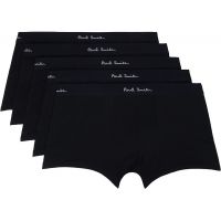 Paul Smith Five-Pack Black Organic Cotton Boxer Briefs 261260M216005
