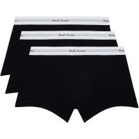 Paul Smith Three-Pack Black Organic-Cotton Mixed Stripe Boxer Briefs 261260M216010