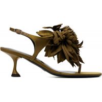 Proenza Schouler Khaki Tee Thong Flower Heeled Sandals 261288F125005