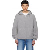 We11done Gray Rose Thorns Oversized Zip-Up Hoodie 261327M202000