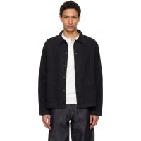 Merz b. Schwanen Black Cropped Workers Linen Jacket 261328M180003