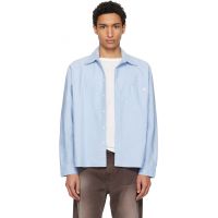 Merz b. Schwanen Blue Modern-Cut Cotton Oxford Long Sleeve Shirt 261328M192001
