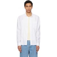 Merz b. Schwanen White Relaxed Linen Long Sleeve Shirt 261328M192004