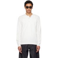 Merz b. Schwanen White 2M06 Mid-Century Machine Refined Fit Long Sleeve Henley 261328M211000