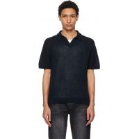 Merz b. Schwanen Navy Cotton Short Sleeve Polo 261328M212000
