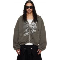 LUU DAN Gray Wadded Hoodie 261331M202001