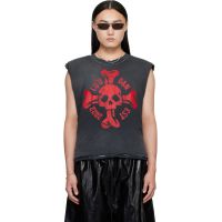 LUU DAN Gray Wadded Sleeveless T-shirt 261331M213010