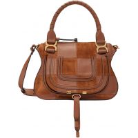 Chloe Brown Grained & Suede Leather Small Marcie Shoulder Bag 261338F048003